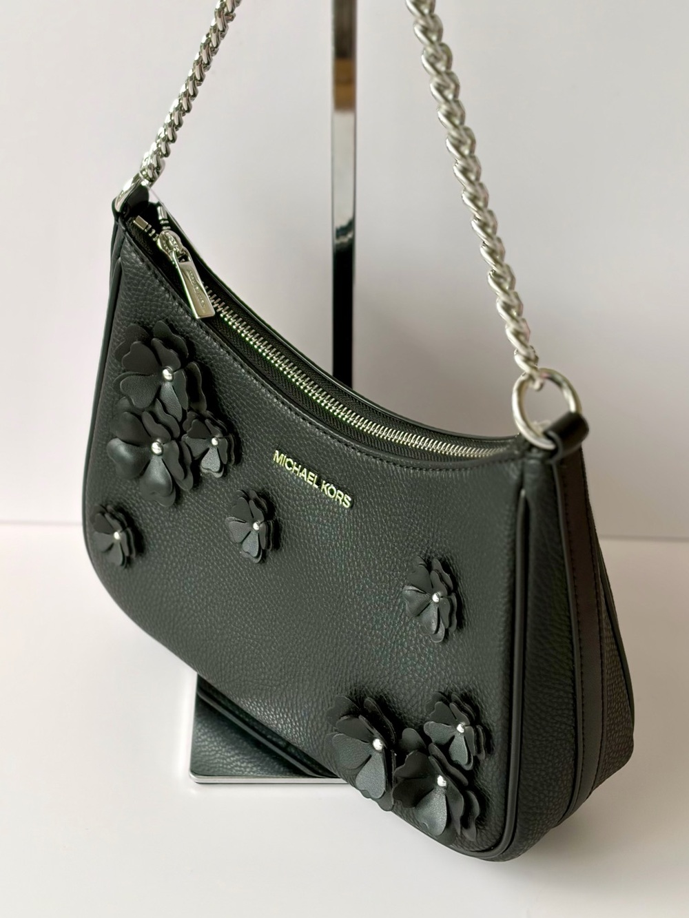 Michael Kors Jet Set Travel Large Floral Embellished Convertible Crossbody Bag - Picture 7 of 14